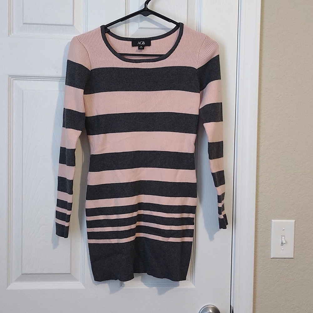 Sweater Dress, Pink and Gray, size M